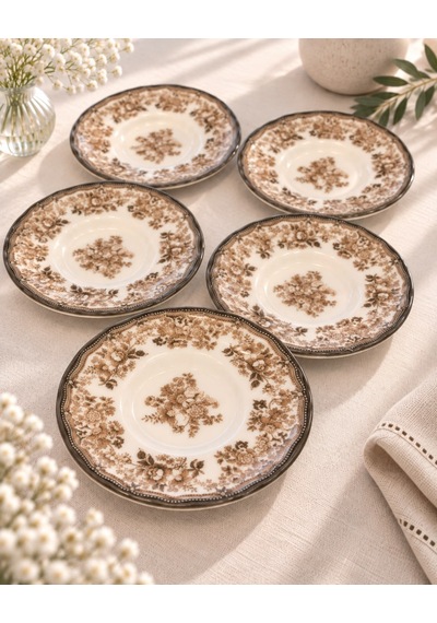 6'lı Velour Brown Çay Tabağı -7766 Çok renkli