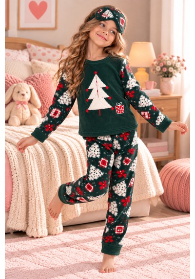 Free Beka Kız Çocuk Yılbaşı Desenli Yumuşak Kalın Kışlık Aplike Nakışlı Polar Pijama Takımı Ve Göz Bandı Sıcak Tutan Yeşil Free Beka Kız Çocuk Yılbaşı Desenli Yumuşak Kalın Kışlık Aplike Nakışlı Polar Pijama Takımı Ve Göz Bandı Sıcak Tutan Yeşil