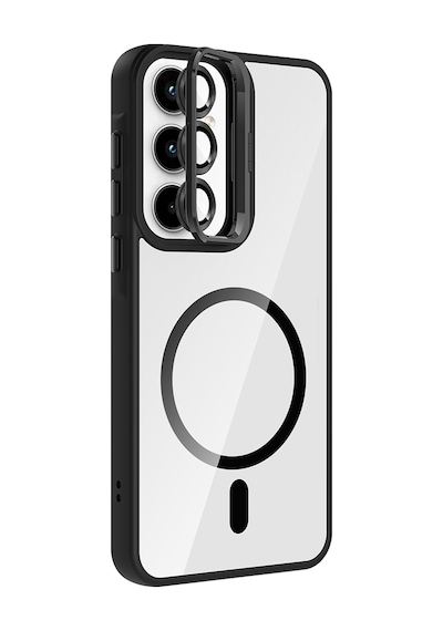 Zore Galaxy Uyumlu A35 Kılıf Standlı Ve Kamera Lens Hediyeli M-safe Şarj Özellikli Ogaa Etro Kapak - Derin Mor