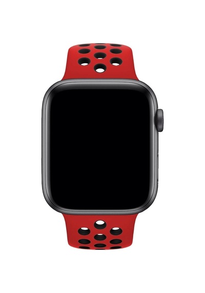 Apple Watch Uyumlu8 45mm Ile Kayış Spor Delikli Silikon Sd01 Kordon Kırmızı-siyah