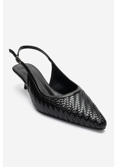 Luvi Shoes Alvessıa Siyah Örgü Kadın Kısa Topuklu Ayakkabı