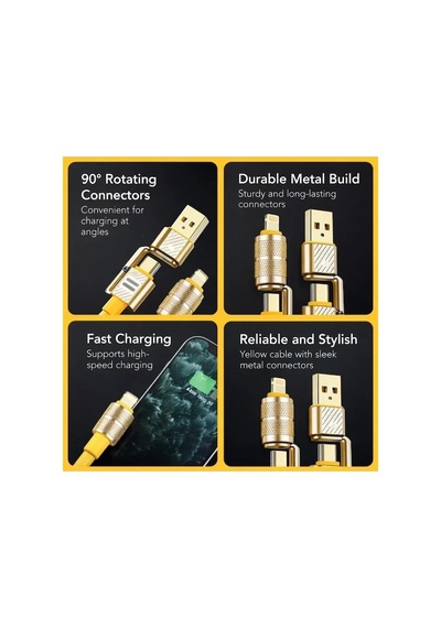 4in1 Hızlı Şarj Ve Data Kablosu Type-c / Lightning / Micro Usb Pl-8631 5047 Belirtilmemiş
