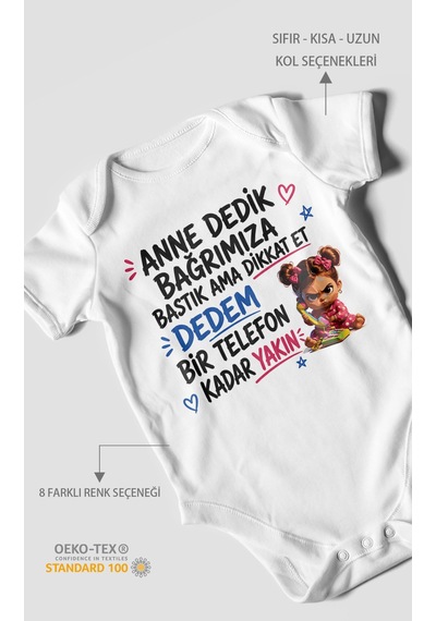 Morivokids Anneye Ve Dedeye Özel Kısa Kollu Bebek Body %100 Pamuk Beyaz