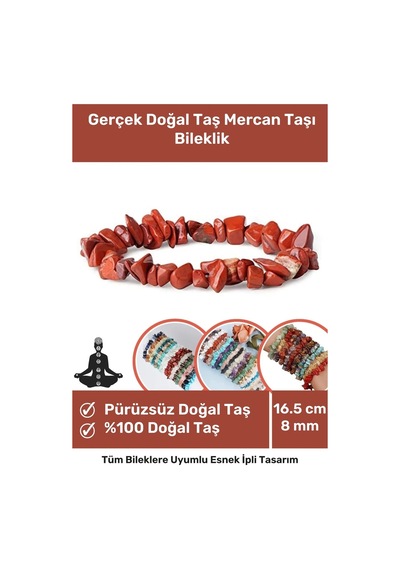Unisex Doğal Mercan Taşı Bileklik Kırmızı Konsantrasyon Saflık Denge Nazar Çakra Bilekliği Çok Renkli