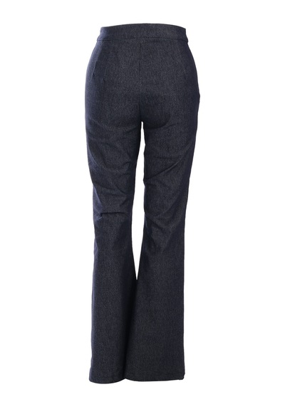 Ysatis Minimalist Yüksek Bel Çizgili Kemerli Kadın Pantolon - Günlük & İş Mavi