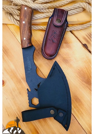 Ceviz Sap Outdoor Balta Kamp Bıçağı Çakısı Kılıflı Kmp-018 Kahverengi