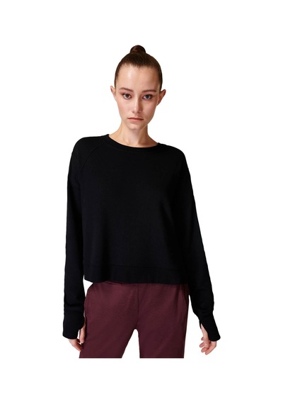 Sweaty Betty After Class Crop Sweatshirt Blk Siyah