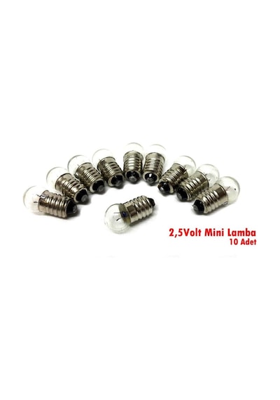 2.5Volt Mini Ampul-Lamba - 10 Adet -