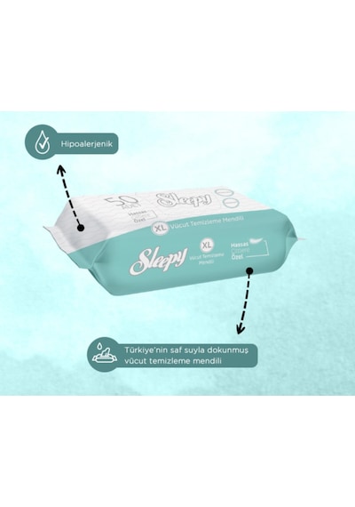 Sleepy Vücut Temizleme Mendili Xl 50'Li Yatak Hastaları Için (6 Paket) Vücut Temeizleme Mendili 6