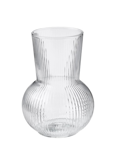 Çizgili Cam Vazo Yükseklik 17 Cm Şeffaf Çiçek Vazosu Ikea Vazo