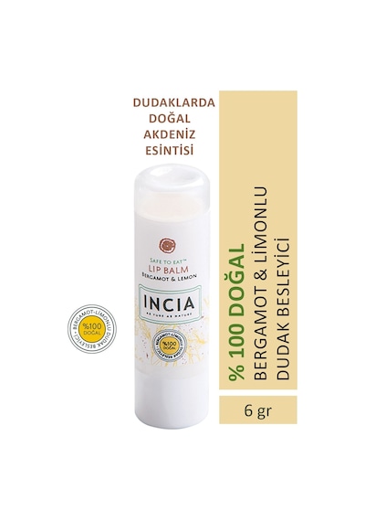 %100 Doğal Dudak Besleyici Bergamot & Limon Bitkisel Nemlendirici Dudak Bakım Kremi 6 G