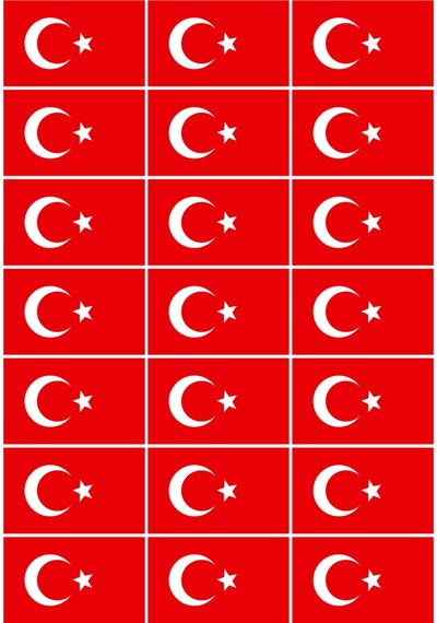 21 Adet Türk Bayrağı, Çıkartma, Kes Ve Yapıştır.