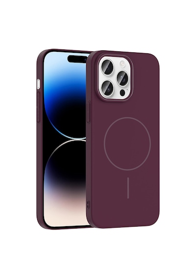 Zore İphone 14 Pro Max Kılıf Magsafe Şarj Özellikli Ogaa Ruby Silikon Kapak - Mürdüm Şeffaf