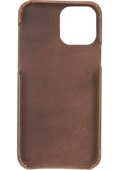 Apple Uyumlu iPhone 12 Pro Deri Arka Kapak F360 G2 Antik Kahve