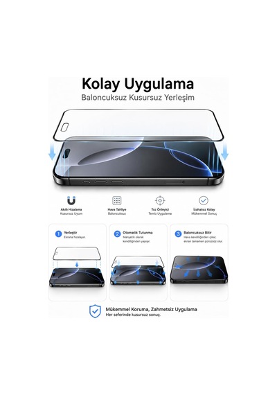 Iphone 17 Pro Max Uyumlu 9h Sertlik Kırılmaz Cam Ekran Koruyucu