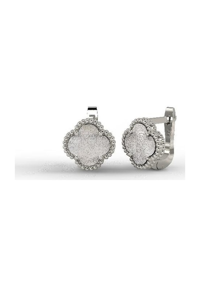 Roza Silver 925 Ayar Beyaz Sedef Taşlı Rodyum Yonca Gümüş Küpe Re10193