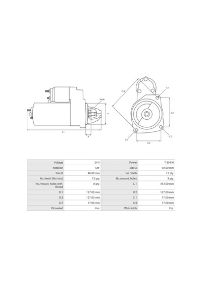 24v Marş Motoru Nıkko Tipi 12 Diş 7.5 Kw Dıştan Saplama Komatsu