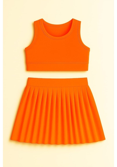 My Kids Wear Kız Cocuk Sort Eteklı Mayo Takımı 4 -14 Yas 11898 Turuncu