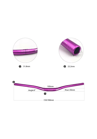 Wake Alüminyum Mor 31.8 780mm Riser Mtb Gidon Mor
