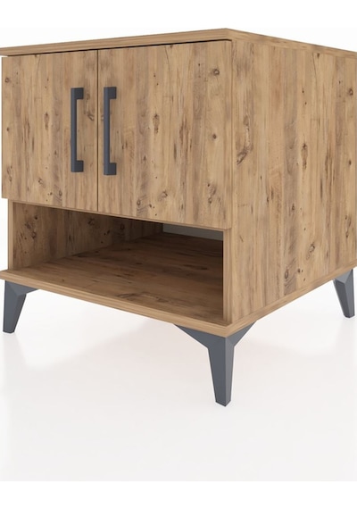 Kronos Komodin 2 Raflı 2 Kapaklı 60x59x64 Çam-çam Atlas Çam