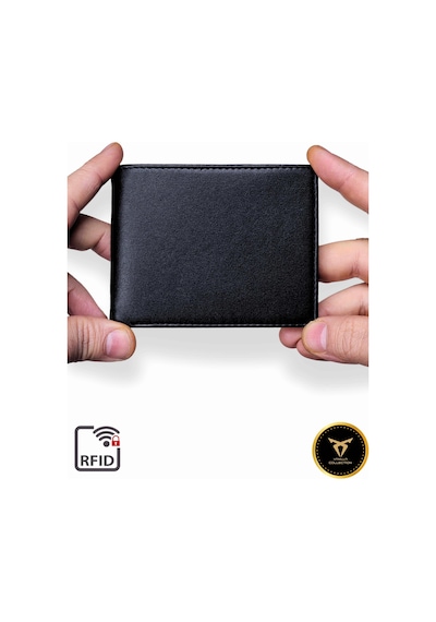 Vanilla Collection Premium Kalite Erkek Siyah Deri Cüzdan Bozuk Para Bölmeli 9 Kart Kapasiteli Siyah