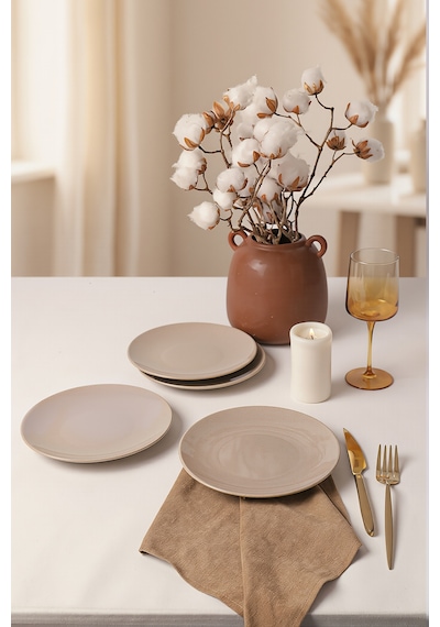 Keramika Taupe Ege Pasta Tabağı 20 Cm 4 Adet 594 Krem