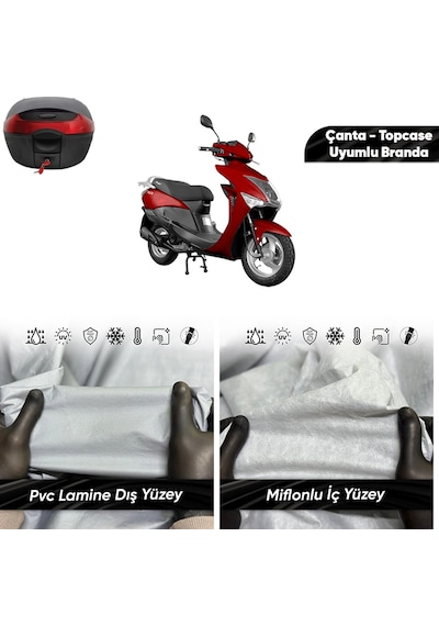 Revolt Rs5 Uyumlu Motosiklet Brandası Su Geçirmez Miflonlu Topcase Çanta Uyumlu Motor Branda