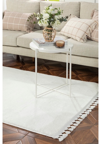 Saraz Halı Comfort Puffy Peluş Halı Beyaz