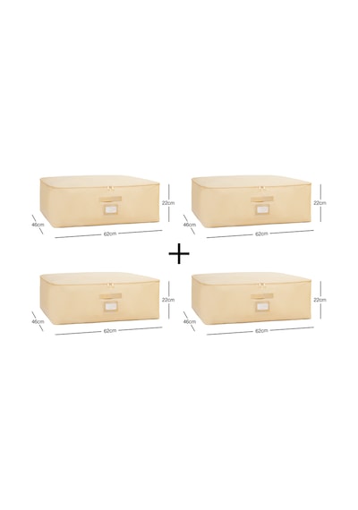 Ocean Home Textile 4'lü Büyük Boy Bej Balıksırtı Baza Altı Hurç Set 62 X 46 X 22 Cm Bej