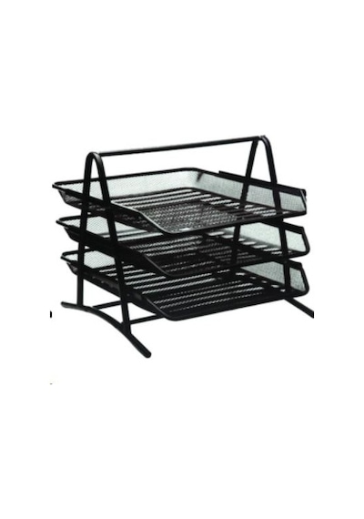 Kraf Perfore Evrak Rafı Metal 3 Katlı Siyah 450g