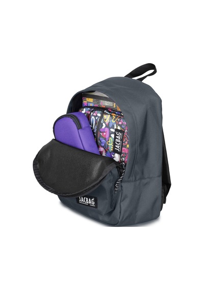 Jacbag Classic Junior -Tek Bölmeli Okul Çantası Junior Jac-Gri Çok Renkli