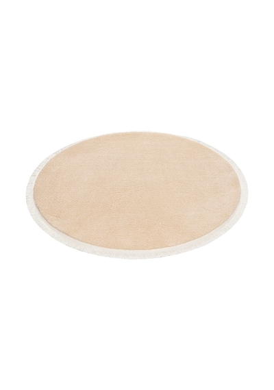 Comfort Düz Saçaklı Peluş Halı Bej Bej Daire Düz Saçak