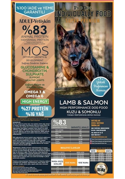 Pro Dog Kuzu Etli ve Somonlu Süper Premium Yetişkin Köpek Maması 15 KG Pro Dog Kuzu Etli ve Somonlu Süper Premium Yetişkin Köpek Maması 15 KG