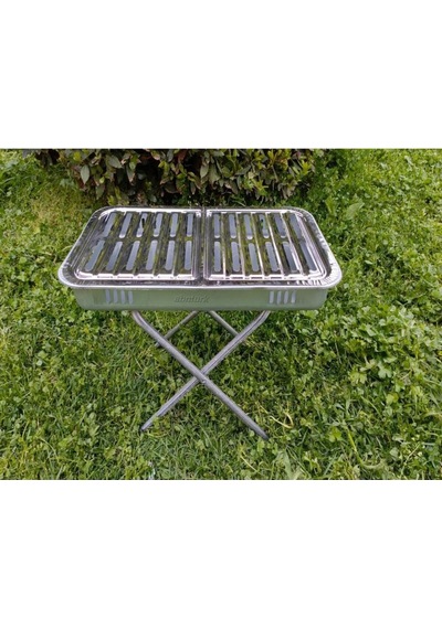 Paslanmaz Dumansız Ayaklı Mangal Hertür Et+tavuk+közleme İçin Krom Oluklu Köfteci Izgara Mangal 50cm, Abn2504252203 1.0 Beyaz Gri