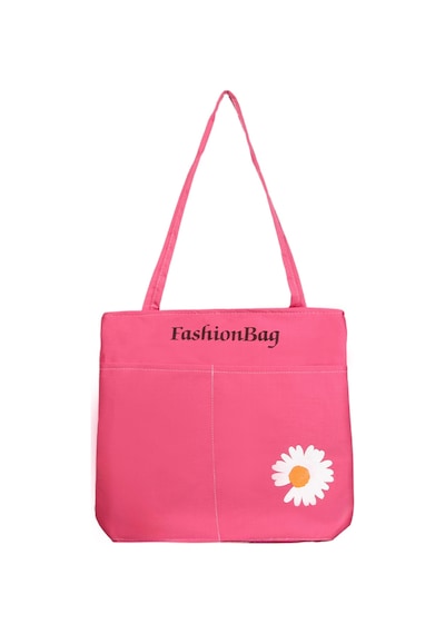 Toz Vintage Mini Papatya Desenli Fermuarlı Bez Omuz Kol Çantası Pembe