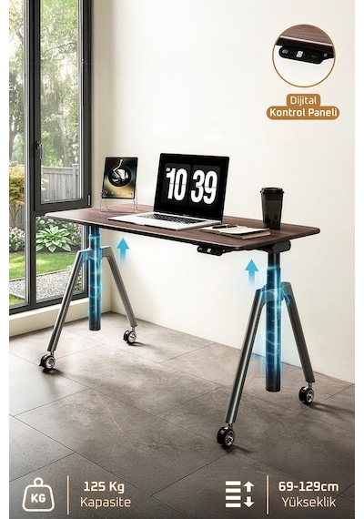 O-flex Oak Yükseklik Ayarlı Çalışma Masası Ceviz