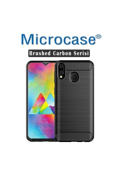 Samsung Uyumlu Galaxy M20 Brushed Kilif + Tam Kaplayan Çerçeveli Cam 350408087