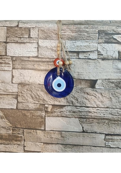 Nazarlık Cam Duvar Ağaç Balkon Teras Cafe Dekor Süsü Hasır Renkli Ahşap Boncuklu Nazar Boncuğu Duvar Süsü 78216416