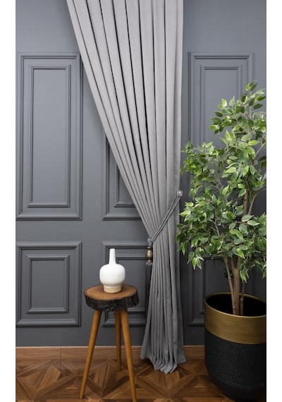 Evdepo Home Gri Fon Perde Tek Kanat (539795293) Gri
