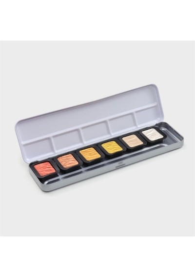 Finetec Metalik Yaldız Tablet Sulu Boya Seti 6 Renk Fo600