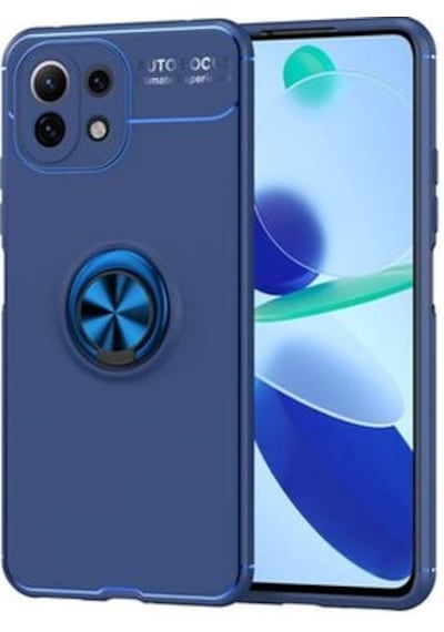 Xiaomi Mi 11 Lite Kılıf Yüzüğü Stant Ve Araç Tutucu Olabilen Şık Esnek Premium Silikon Kapak Ryc/ravel Mavi