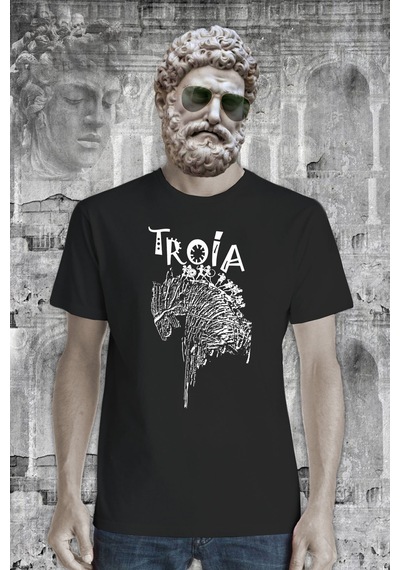 Flood Of Style Unisex Mitoloji Truva Atı Unisex Tişört Siyah