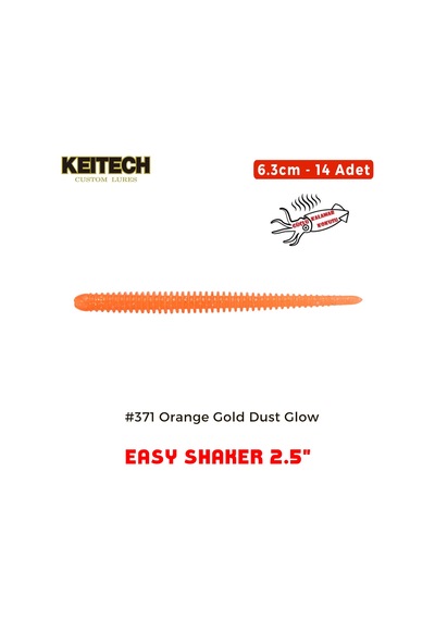 Keitech Easy Shaker 6.3cm 2.5" 371 Orange Gold Dust Glow Kokulu Silikon Kurt