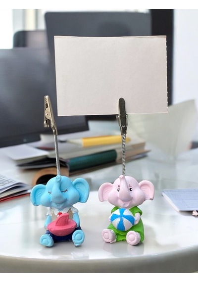 Minik Tatlı Kawaii Yavru Tatilci Filler Fotoğraf Not Tutacağı Ofis Masası Hediye Tutucu Tutacakti Mavi Pembe