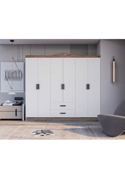 Bianca 6 Kapılı 2 Çekmeceli Gardrop Geniş Dolap & Elbise Dolabı Atlantik Çam & Beyaz Atlantik Çam - Beyaz Bianca 6 Kapılı 2 Çekmeceli Gardrop Geniş Dolap & Elbise Dolabı Atlantik Çam & Beyaz Atlantik Çam - Beyaz