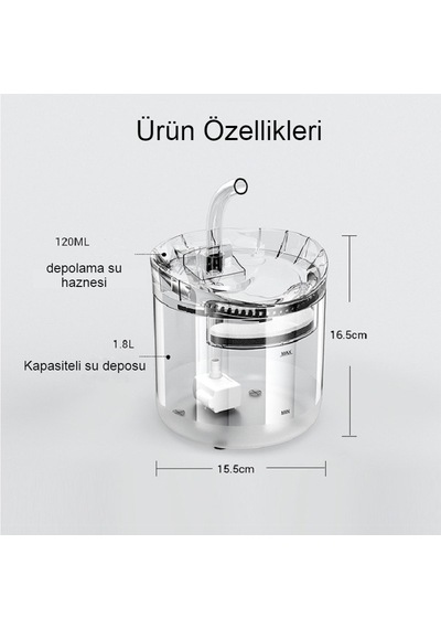 Interstech Akıllı Sessiz Kedi Sessiz Şeffaf Otomatik Pet Su Sebili