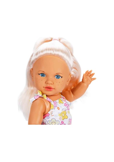 Tina Summer Sarışın Mavi Gözlü Et Bebek - 45 Cm Çiçekli Tulumlu Oyuncak Bebek