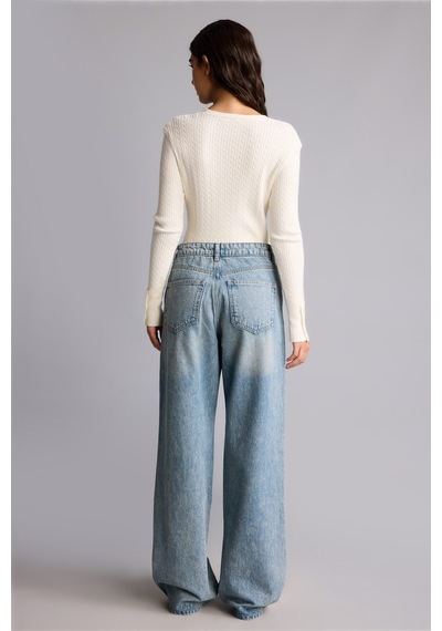 Defacto Yüksek Bel 90s Wide Leg Jean Pantolon H6947ax26aunm39 Mavi-nm39