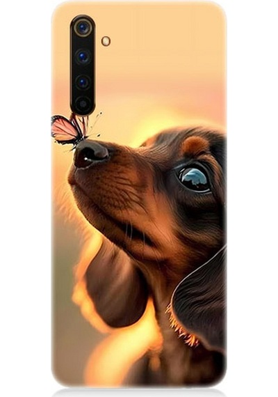 Realme 6 Pro Uyumlu Silikon Kılıf Sevimli Köpek Ve Kelebek