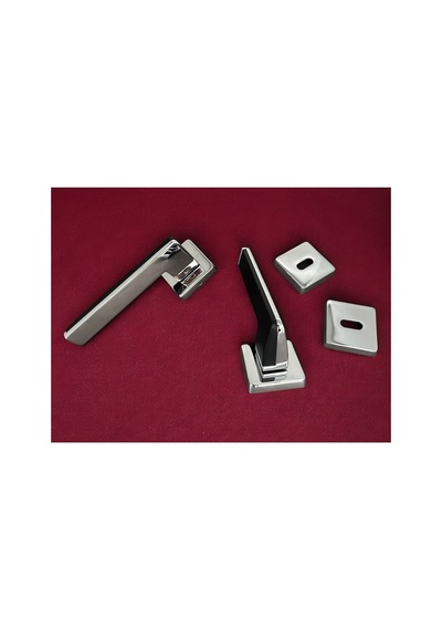 Duo Zamak Zk06 Mat Siyah Krom Kare Rozetli Oda Kapı Kolu Çift Renk 1 Takım